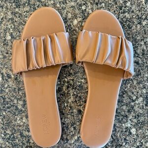 J. Crew Women's Brown Ruched Slide Sandals